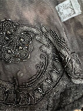 Vintage Couture All That Glitters Beaded Black Tank Top Fishnet One Size